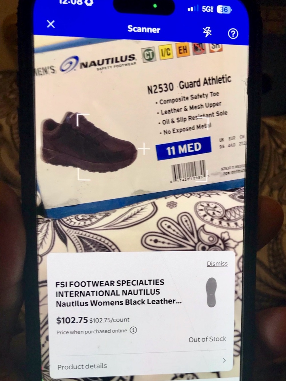 Nautilus Black Leather & Mesh Safety Shoe